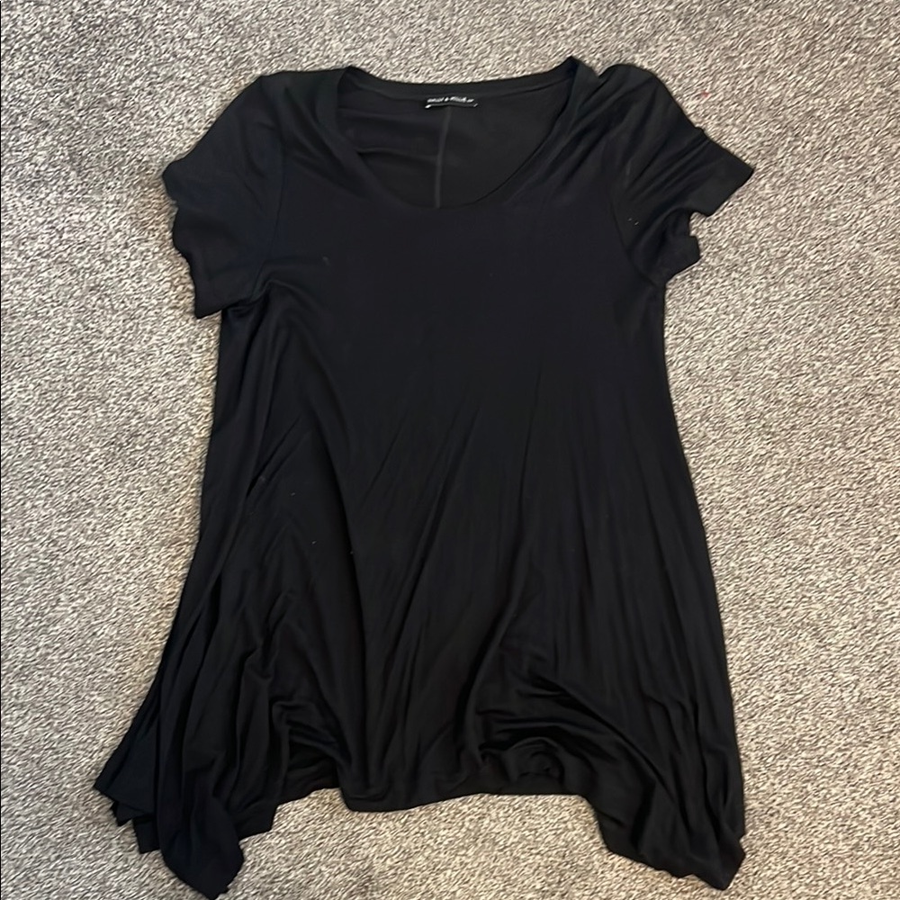 Black Flowy  Short Sleeve T-Shirt  Relaxed Fit